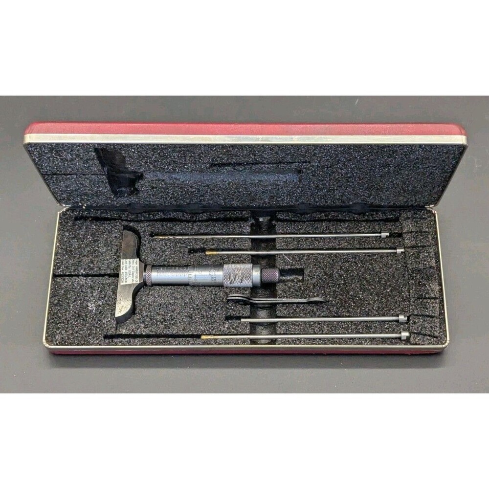 STARRETT USA No. 440 depth micrometer in Leather case with most rods - READ DESC